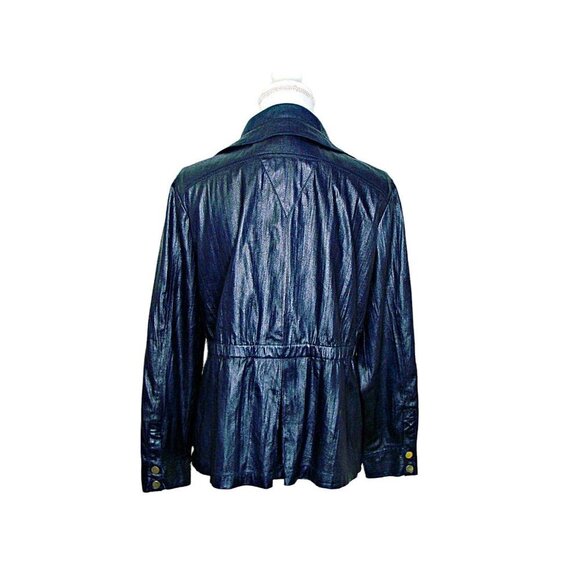 Erin London Sheen Shiny Faux Leather Like Lightweight Fashion Jacket Coat Sz M/L - Picture 3 of 12
